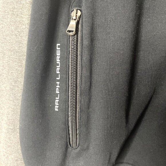 Ralph Lauren Jacket Men's M Full-Zip Black with Gray Sleeves Cotton Red Logo - Picture 5 of 7